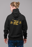 black unisex hoodies | tokyo manji gang's flag symbol printed in golden on the back | tokyo revengers